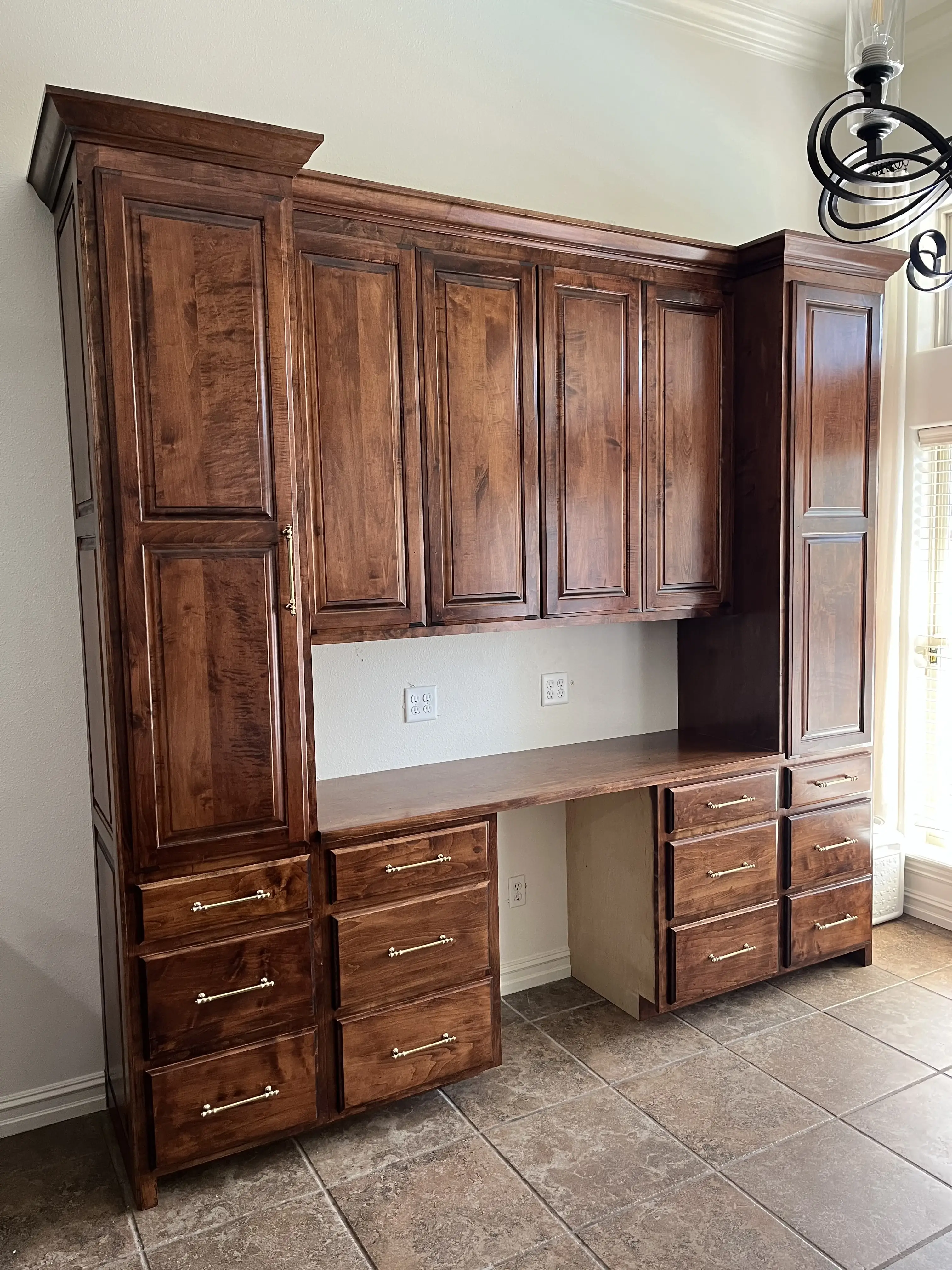 Stained alder home office built in